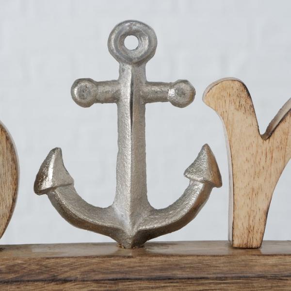 Schriftzug Moin mit Anker - silber